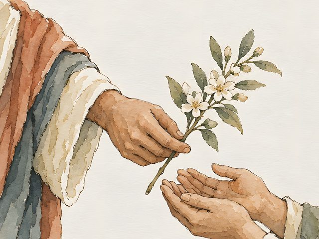 Charity Suffereth Long and Is Kind, 1 Corinthians 13:4 watercolor print, close-up of the watercolor painting