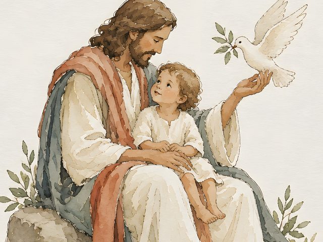 Child of God, 1 John 3:1 watercolor print, close-up of the watercolor painting