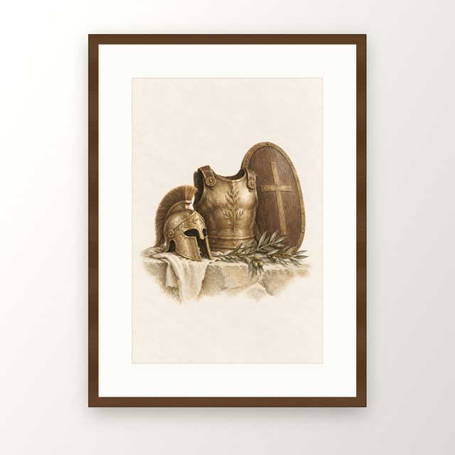 Armor of God, watercolor print, framed