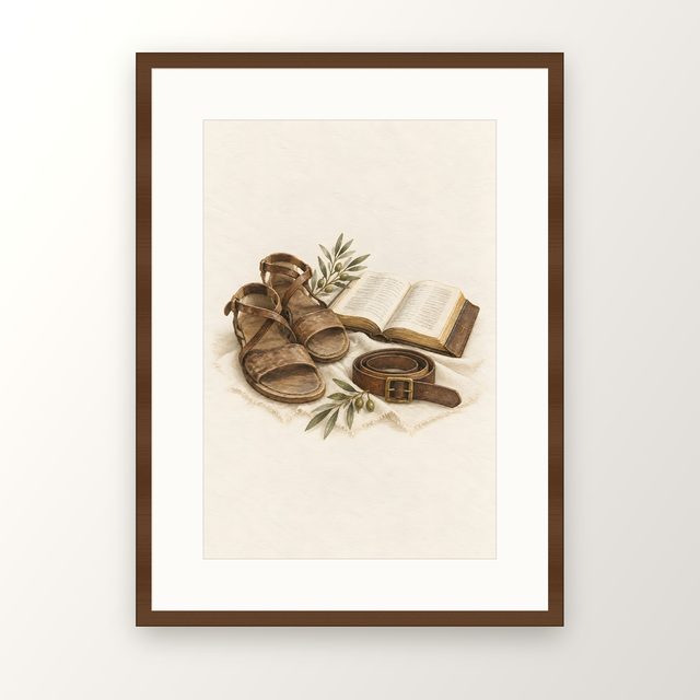 Belt of Truth, watercolor print, framed