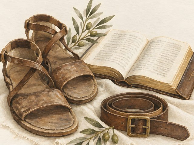 Belt of Truth watercolor print, close-up of the watercolor painting