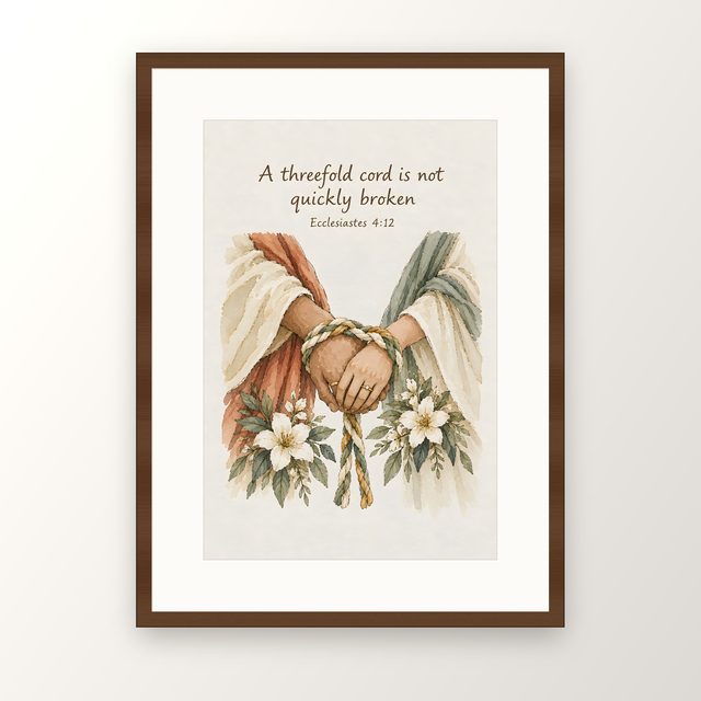 A Threefold Cord :12, Ecclesiastes 4:12 watercolor print, framed