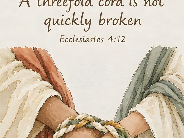 A Threefold Cord :12, Ecclesiastes 4:12 watercolor print, close-up of the watercolor painting