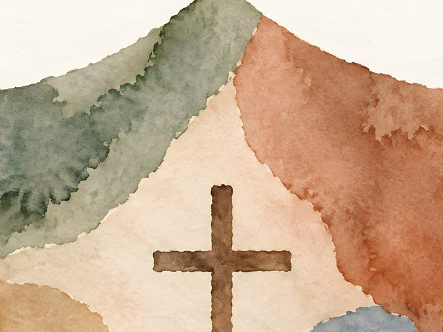 Shield and Cross, Ephesians 6:11 watercolor print, close-up of the watercolor painting