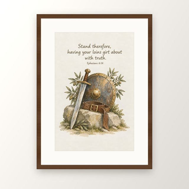 Armor of God, Ephesians 6:14 watercolor print, framed