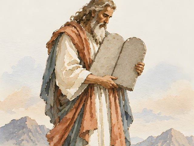 Ten Commandments, Exodus 20:3 watercolor print, close-up of the watercolor painting