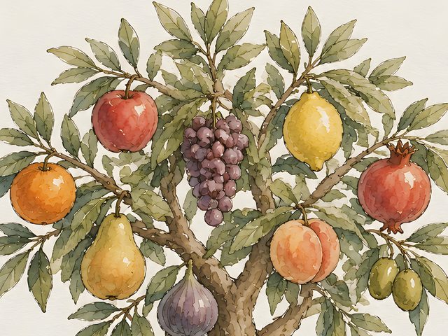 The Fruit of the Spirit, Galatians 5:22 watercolor print, close-up of the watercolor painting