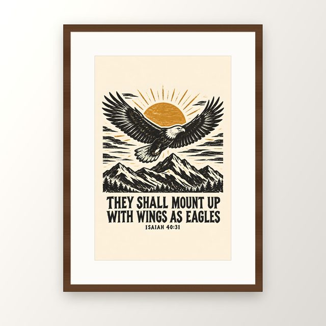 Soaring at Sunrise, Isaiah 40:31 watercolor print, framed
