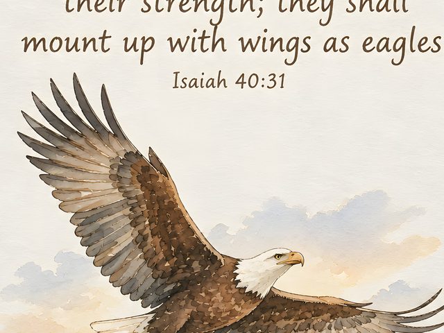 They That Wait Upon the Lord Shall Renew Their Strength, Isaiah 40:31 watercolor print, close-up of the watercolor painting