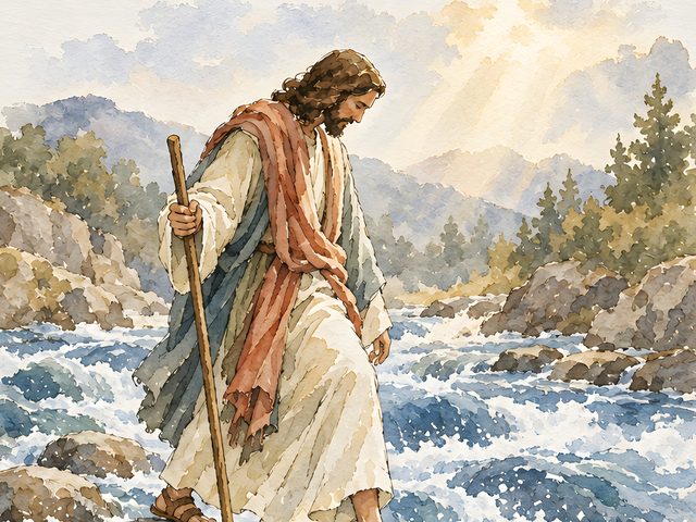 When Thou Passest Through the Waters, Isaiah 43:2 watercolor print, close-up of the watercolor painting
