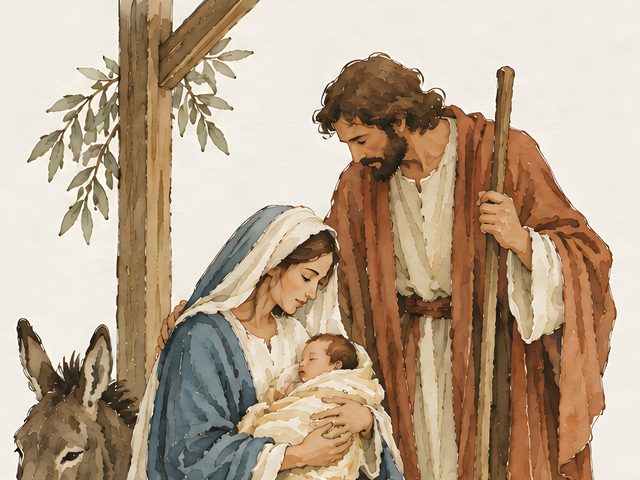 A Child Is Born, Isaiah 9:6 watercolor print, close-up of the watercolor painting