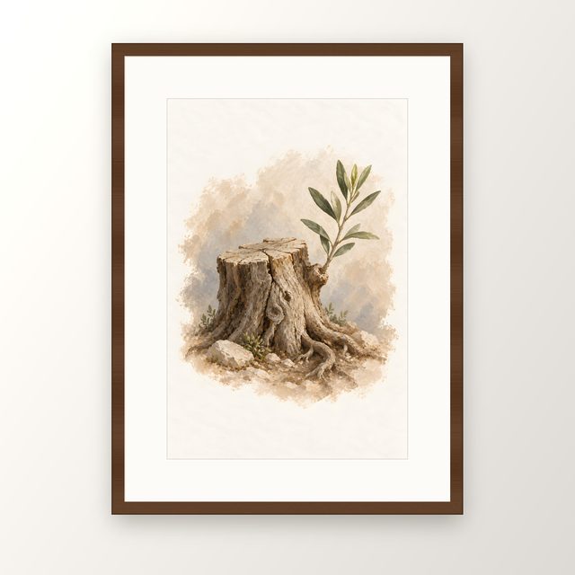Jesse Tree, watercolor print, framed