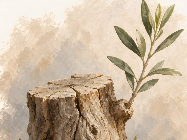 Jesse Tree watercolor print, close-up of the watercolor painting