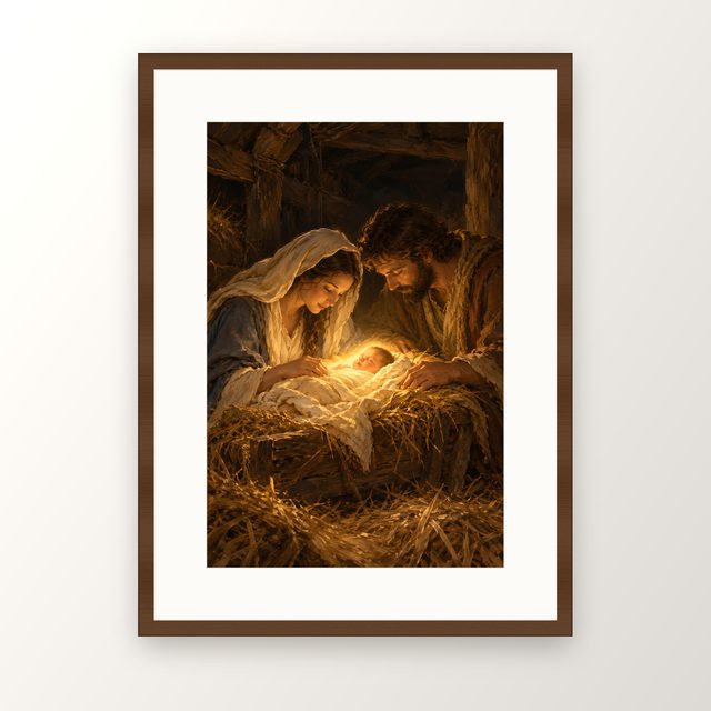 Jesus Is the Reason oil-style print, in a walnut frame with a white mat