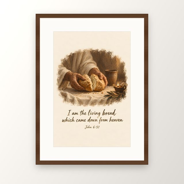 Holy Communion, John 6:51 watercolor print, framed