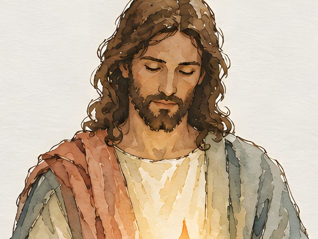 I Am the Light of the World, John 8:12 watercolor print, close-up of the watercolor painting