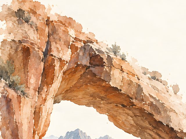 Lion Beneath the Arch watercolor print, close-up of the watercolor painting