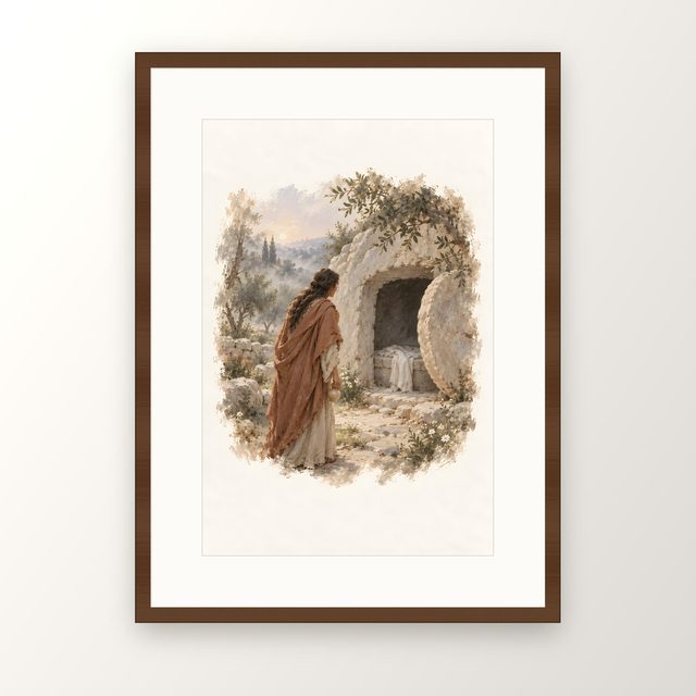 Mary Magdalene, watercolor print, framed