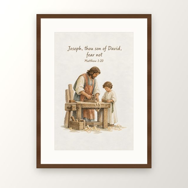 St Joseph, Matthew 1:20 watercolor print, framed