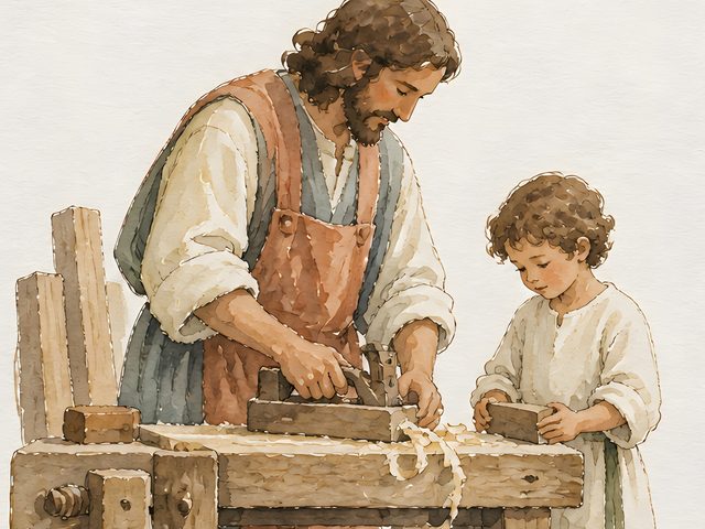 St Joseph, Matthew 1:20 watercolor print, close-up of the watercolor painting