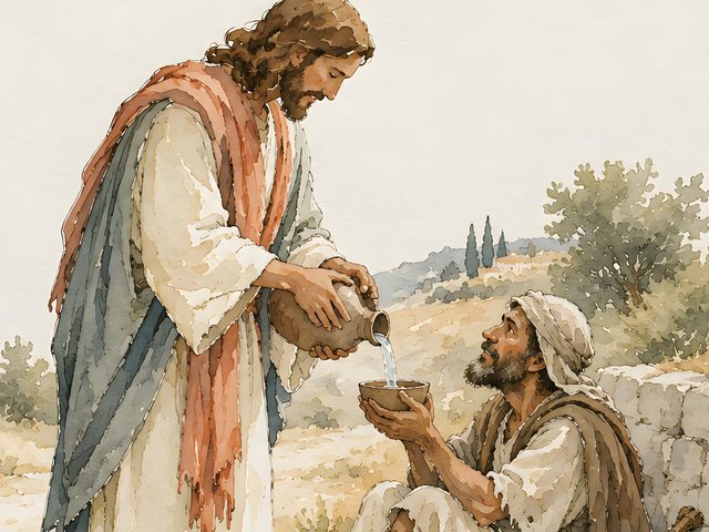 Unto One of the Least of These, Matthew 25:40 watercolor print, close-up of the watercolor painting
