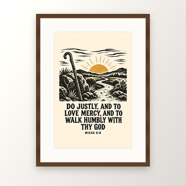 The Humble Path, Micah 6:8 watercolor print, framed