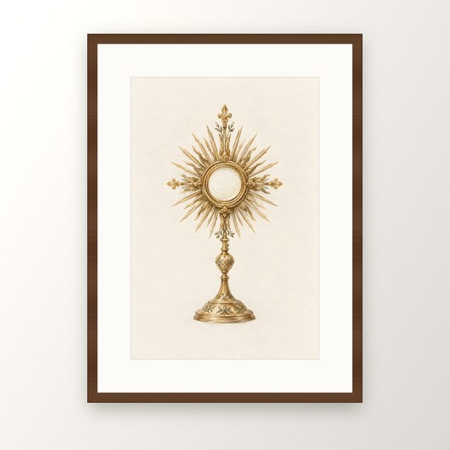 Monstrance, watercolor print, framed