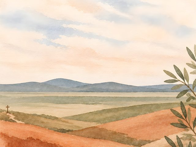 Olive Branch and Spring watercolor print, close-up of the watercolor painting