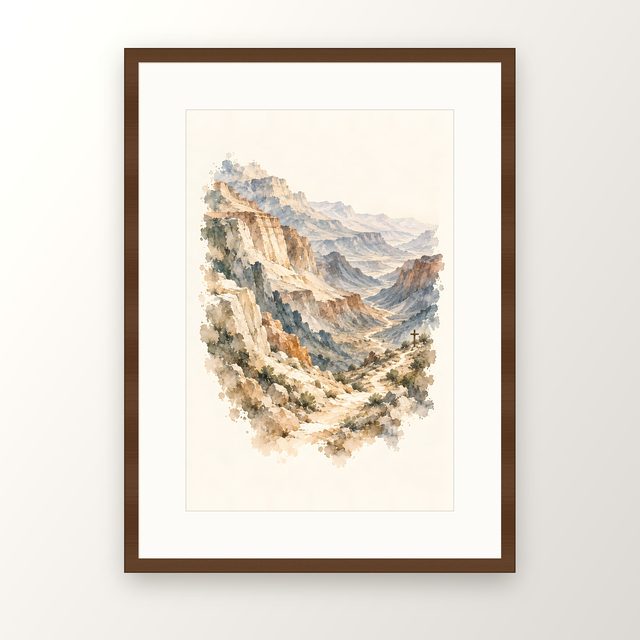 Pilgrim Trail, watercolor print, framed