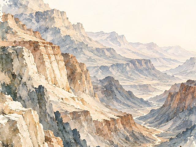 Pilgrim Trail watercolor print, close-up of the watercolor painting