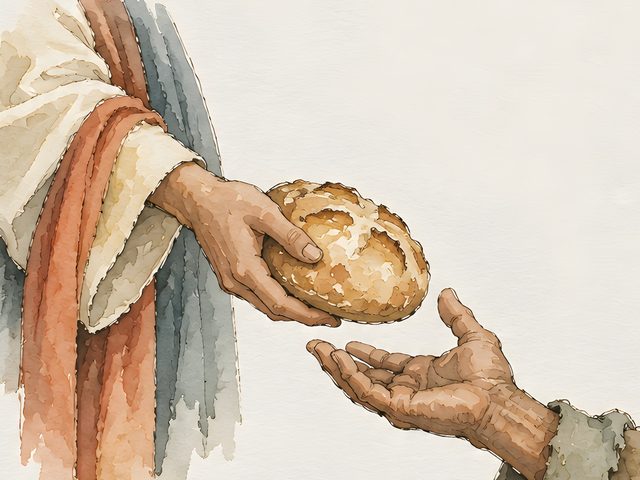 He That Hath Pity Upon the Poor, Proverbs 19:17 watercolor print, close-up of the watercolor painting