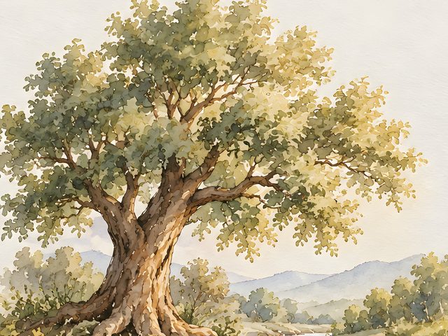 A Tree Planted by the Rivers of Water, Psalm 1:3 watercolor print, close-up of the watercolor painting