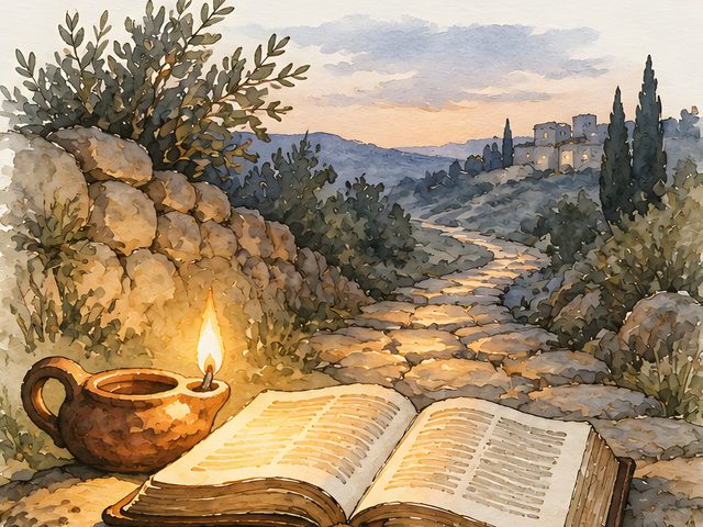 Thy Word Is a Lamp Unto My Feet, Psalm 119:105 watercolor print, close-up of the watercolor painting