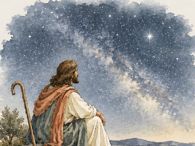 The Heavens Declare the Glory of God, Psalm 19:1 watercolor print, close-up of the watercolor painting