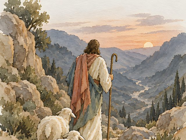 Yea Though I Walk Through the Valley, Psalm 23:4 watercolor print, close-up of the watercolor painting