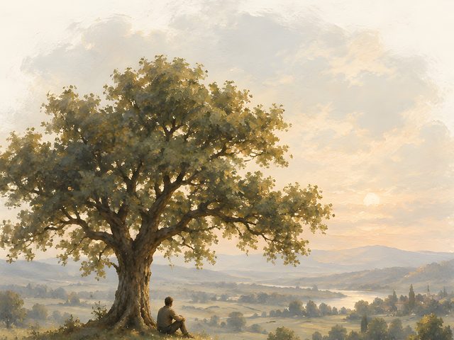 Under the Olive Tree, Psalm 37:7 watercolor print, close-up of the watercolor painting
