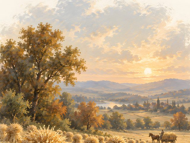 Harvest Field, Psalm 65:11 watercolor print, close-up of the watercolor painting