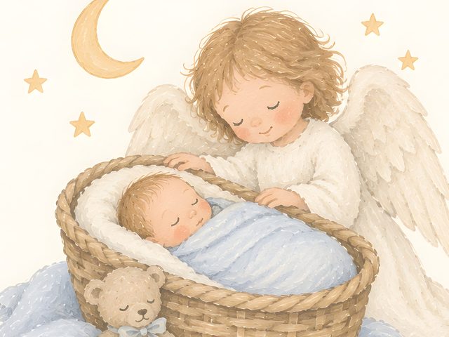 Blue Guardian Angel, Psalm 91:11 watercolor print, close-up of the watercolor painting
