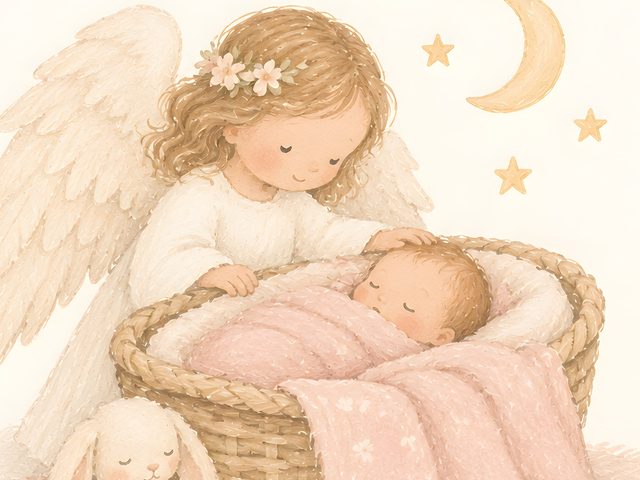 Pink Guardian Angel, Psalm 91:11 watercolor print, close-up of the watercolor painting