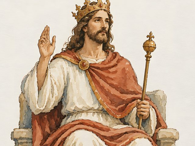 Christ the King, Revelation 19:16 watercolor print, close-up of the watercolor painting