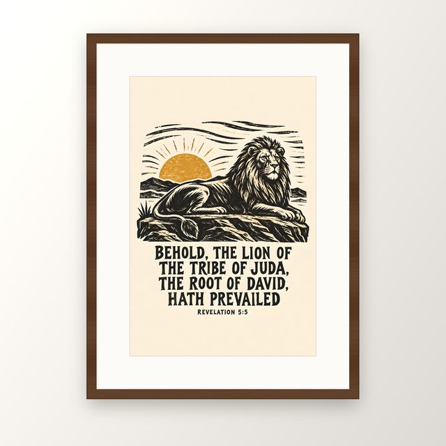 Resting at Sunrise, Revelation 5:5 watercolor print, framed