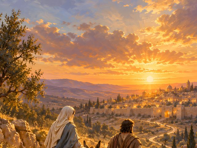 Road to Bethlehem oil-style print, close-up of the oil-style painting
