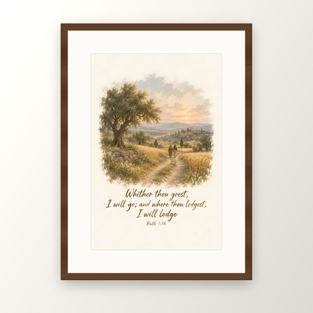 Naomi and Her Daughter, Ruth 1:16 watercolor print, framed