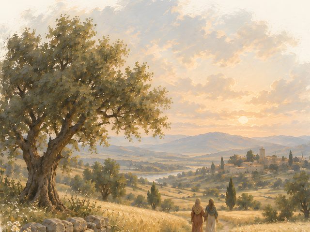 Naomi and Her Daughter, Ruth 1:16 watercolor print, close-up of the watercolor painting