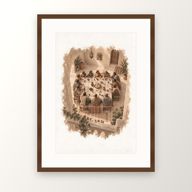 Seen From Above, watercolor print, framed