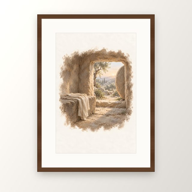 The Empty Tomb, watercolor print, framed