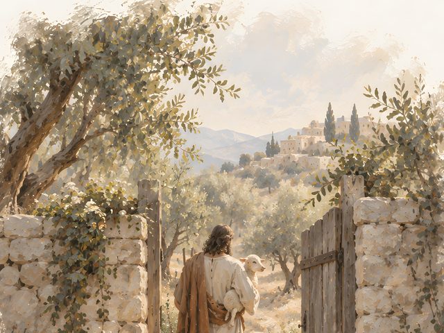 The Good Shepherd watercolor print, close-up of the watercolor painting