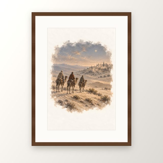 The Wise Men, watercolor print, framed