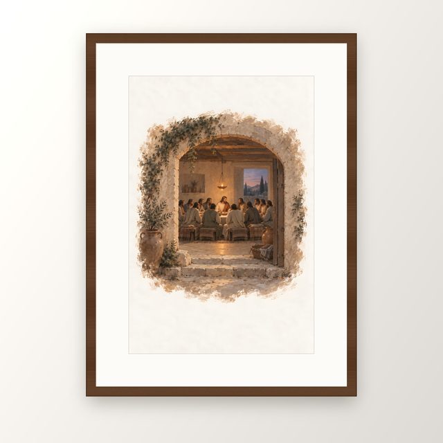 Through the Archway, watercolor print, framed