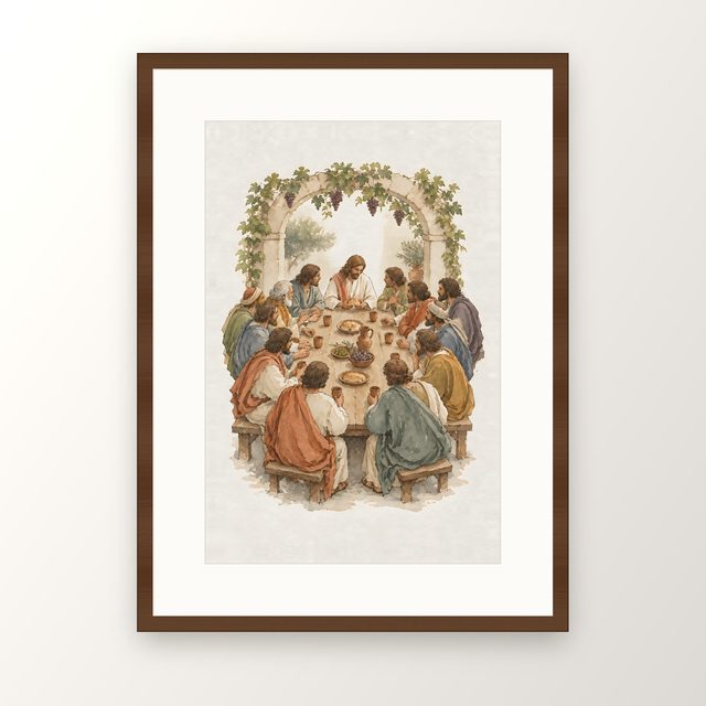 Under the Grapevine, watercolor print, framed